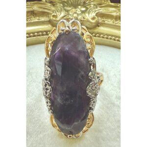 Vintage Amethyst Ring With Intricate Design Size 10